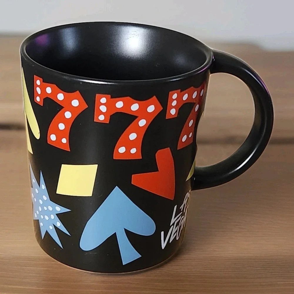 Starbucks Black Las Vegas Triple 777 Card Suits Mug Coffee Tea‎ 12 oz (080)